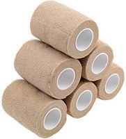 MUEUSS Self-Adhesive Bandage Wrap Tape Waterproof Breathable Elastic Cohesive Non-Woven FDA Approved 3 Inches x 5 Yards (Beige, 6 roll)