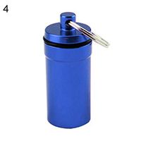 qiguch66 Portable Travel Mini Waterproof Medicine Metal Pill Box Case Stainless Steel Pill Organizer Pill Box Keychain Key Ring Bag Decor Blue