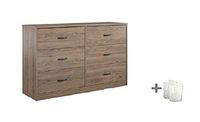 Mainstays Drawer Dresser, (6-Drawer, Rustic Oak + Free Bundle)