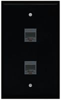RiteAV - Black 2 Port Phone Black Wall Plate