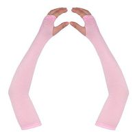 Compression Arm Sleeve for Men Women Youth - UV Sun Protection Sleeves Hand Cover Style with Thumb Holes - Cooling Aqua X Extreme Soft Skin Touch Feeling Fabric - for Running in Summer 2 Pair F-Pink