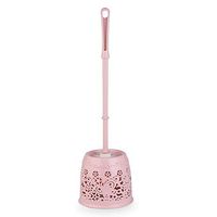 ZXG Toilet Brush and Shelf, Long Handle Thickened Toilet Brush Cleaning Brush Hollow Jacquard Base,Pink