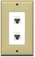 RiteAV Decorative 1 Gang 2 Port Cat5e Wall Plate - Ivory/White