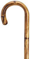 Walking Cane - Ladies Crook Handle, Polished Chestnut, Stepped and scorched with castania Finish, Tapered Shaft, 36" Long with Rubber tip