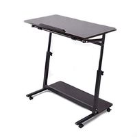 CX Overbed Bedside Table with Wheels Laptop Stand Rolling Bed Tray Adjustable Hospital Bed Table (Color : Black)