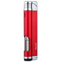 AOMAI 5103 Mini Windproof Refillable Butane Viewable Blue Flame Torch Lighter Red