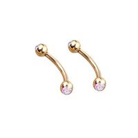 2X 16G 1.2mm Gold Surgical Steel Gem Ball Barbell Curved Eyebrow Ring Bar Tragus Beauty Party Jewerly Accessory Creative Accessories | Colors - colorful gem