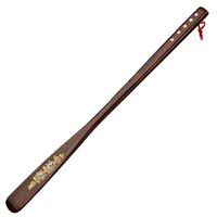 Linshing Long Handle Solid Wooden Shoe Horn Kalzer Red Rope Hand-Painted Five Round Scallops 55cm/21.65’’ Long(B)
