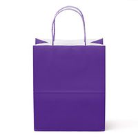 24 Counts Food Safe Premium Paper and Ink Medium 10” X 8”, Vivid Colored Kraft Bag with Colored Sturdy Handle, Perfect for Goodie Favor DIY Bag, Environmentally Safe (Medium, Purple)