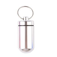 Niome Aluminum Pill Box Case Medicine Bottle Holder Container Keychain Cute 1PC Silver