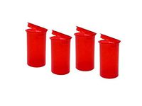 19 DRAM POP TOP Bottles Qty CASE Size Count Squeeze top Rx Pill Bottles Prescription Crafts Coins Storage Medicine 420 Containers Made in USA (4 PCS, RED - Transparent)