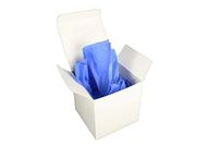 Verazui Sapphire Blue Pack of 5 White Favor Boxes 3x3x3 with Color Tissue Paper Sheets