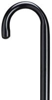 Walking Cane - Round nose crook handle black hospital cane, 1" diameter hardwood shaft, 42" long w/rubber tip.