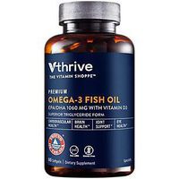 Premium Omega3 Fish Oil with Vitamin D3 Supports Cardiovascular Health 1,060 EPA/DHA (60 Softgels) by Vthrive