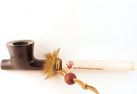 Mr. Brog Lakota Tobacco Pipe - Model No: Indian Peace Pipe Mahogany - Mediterranean Briar Wood - Hand Made