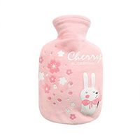 AGUIguo Hot Water Bottle with Cover -350ML Hot Water Bag with Cozy Soft Flannel Cover Sleeve for Relieve Muscle Aches & Pains, Menstrual Cramps, Flu Symptoms, Pink