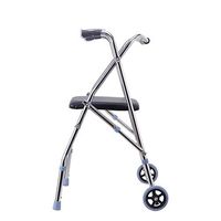 Jonigo Elderly Walker Pulley with Seat Old Walker Walker Canvas Material Walker Foldable Walker Belt Wheel Holder Soft Grip Matching Mat