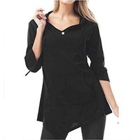 Gocheaper Women's Sexy V-Neck Pure-Color Sweater Fashion Pocket T-Shirt Blouse(Black,XXXL=US: 14)