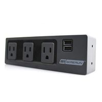 Desk Edge Mount Charging Station, Desk Power Clamp Outlet, 3 Outlets, 2 USB-A Ports, 3.1A Output, 1000V Surge Protector, 510 Joules, 8 ft Extension Cord for Home, Office, Dorm use, Black