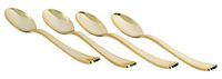 Exquisite 160 Disposable Plastic Gold Spoons Silverware, Fancy Plastic Cutlery, Heavy Duty Quality Utensils for Catering Formal Events, Wedding, Parties, Dinner and all other occasions