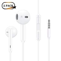 Headphones/Earphones/Earbuds/Headsets 3.5mm Wired Headphones Noise Isolating Earphones with Built-in Microphone & Volume Control Compatible with iPhone 6 Se 5S 4 iPod iPad/Android MP3/4 (White) 2Pack