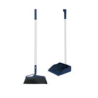 Broom and Dustpan With Long Handle Telescopic Up Windproof Stainless Steel Rod Non-stick Hair Broom And Dustpan Rotatable Non-Slip Handle Soft Brush Broom Set Suitable For Home Kitchen Lobby Floor Gar