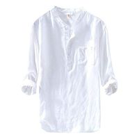 Mens Linen and Cotton Shirts,Males Long Sleeve V Neck Baggy Solid Pockets Top Plus Size Loose Button Down Blouse