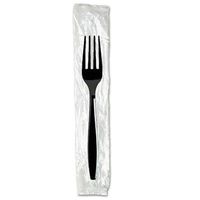 Wrapped Disposable Fork,Black,Heavy Weight,PK1000