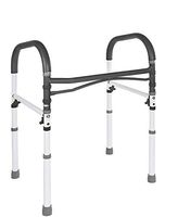 Toilet Safety Frame Stand Alone, Bathroom Safety Rail with Toilet Seat Assist Handrail Grab Bar, for Elderly, Adjustable Legs