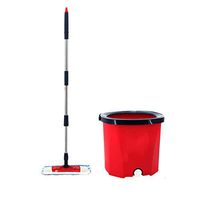 MOP THBEIBEI Spinning and Bucket Cleaning Set Single Barrel Design Washing and Dehydrating 2 in 1 Red Multifunction