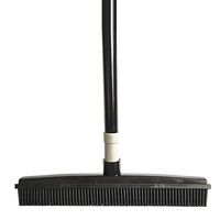 ECYC Long Handle Push Broom Rubber Bristles Squeegee Edge Handbroom Pet Carpet Cleaner, Black