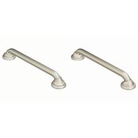Moen LR8716D3BN 16-Inch Designer Bathroom Grab Bar, Brushed Nickel with Moen LR8724D2BN 24-Inch Designer Grab Bar, Brushed Nickel
