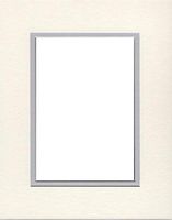 Pack of (2) 16x20 Double Acid Free White Core Picture Mats Cut for 11x14 Pictures in Cream and Nantucket Grey