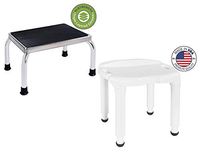 Vaunn Medical Bathroom Safety Bundle - Foot Step Stool and Sturdy Shower Chair