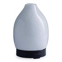 Airomé Moonstone Hand-Blown Glass Essential Oil Diffuser|100 mL Humidifying Ultrasonic Aromatherapy Diffuser with 8 Colorful LED Lights, Intermittent or Continual Mist Auto Shut-Off, White Swirl