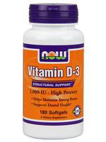 NOW Foods Vitamin D-3 1000 IU, 180 Softgels ( Multi-Pack)