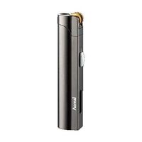 AOMAI Windproof Jet Torch Butane Flame Butane Viewable Cigar Cigarette Lighter with Lock Gray