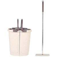Home Squeeze Flat Mop, Handwash Free Floor Mop with Extendable Stainless Steel Handle Wet Dry Floor Cleaner Folding Water Bucket 2 Mops