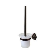Crown Bathroom Bronze Toilet Brush and Holder Oil Rubbed Bronze Wall Mount, RUSTPROOF Solid Brass & Frosted Glass for Bath Storage CR205