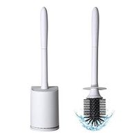 Toilet Brush and Holder Upgraded Modern Design with Soft Bristle,Bathroom Toilet Bowl Brush Set,Toilet Cleaning Brush Kit Floor Wall Hanging Type (Dual Purpose) (White)