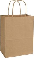 12CT Large Brown Biodegradable Paper, Premium Quality Paper (Sturdy & Thicker), Kraft Bag with Colored Sturdy Handle (Large, Brown)