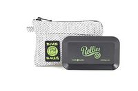Dime Bags Rollies All-In-One Padded Pouch - Padded Bag w/Rolling Tray & Smell Proof Pocket (Silver, 7-Inch)
