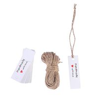 BESTOYARD Kraft Paper Tags Handmade with Love Tags Heart Gift Packing Label Cards Wedding Valentine's Day Party Decoration (50pcs White Card,10 Meters Rope)
