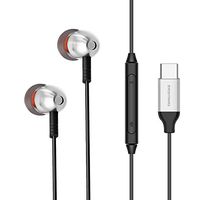 USB Type C Earphones Earbud Headphones - Wired in-Ear with Mic Compatible for iPad Pro/MacBook, Google Pixel 3/2/XL HTC U12/U11/10 Sony Xperia Xiaomi Huawei OnePlus Essential Razer (Silver)