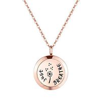 MESINYA Rose Gold Color Just Breathe Aromatherapy/Essential Oils Surgical S.Steel Diffuser Locket Pendant Necklace (18inch Chain)