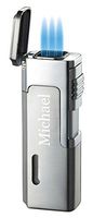 Personalized Visol Janus Silver Quadruple Torch Flames Cigar Lighter