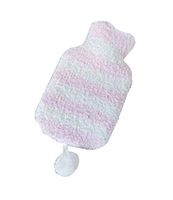 Pink Stripe Cute Hot Water Bottle with Soft Flannel Cover Portable, 20 * 12.5cm