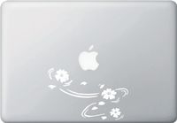 Floating Cherry Blossoms - Sakura - Macbook or Laptop Vinyl Decal - Copyright © Yadda-Yadda Design Co. (5.75"w x 3.75"h) (Color Variations Available) (WHITE)