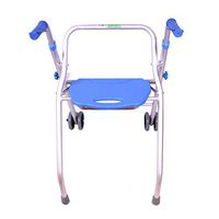 HMHD Folding Rollator Walker with Seat Solid Wheels-Height Adjustable-Medical Rolling Mobility Aluminum Alloy Walking Aid/Frame for Senior/Elderly/Disabled-Cane Stick(Chair)
