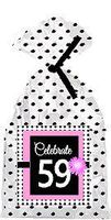 CakeSupplyShop Item#PGB-060 Happy 59th Birthday Pink w. Black Polka Dot Party Favor Bags with Ties -12pk